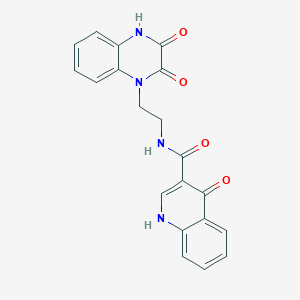 molecular formula C20H16N4O4 B10999583 4-hydroxy-N-[2-(3-hydroxy-2-oxoquinoxalin-1(2H)-yl)ethyl]quinoline-3-carboxamide 