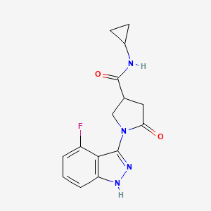 molecular formula C15H15FN4O2 B10999623 N-cyclopropyl-1-(4-fluoro-1H-indazol-3-yl)-5-oxopyrrolidine-3-carboxamide 