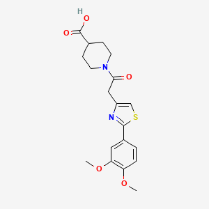 molecular formula C19H22N2O5S B10999678 1-{[2-(3,4-Dimethoxyphenyl)-1,3-thiazol-4-yl]acetyl}piperidine-4-carboxylic acid 