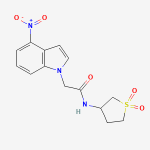 molecular formula C14H15N3O5S B10999770 N-(1,1-dioxidotetrahydrothiophen-3-yl)-2-(4-nitro-1H-indol-1-yl)acetamide 