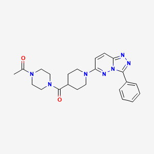 molecular formula C23H27N7O2 B10999781 1-(4-{[1-(3-Phenyl[1,2,4]triazolo[4,3-b]pyridazin-6-yl)piperidin-4-yl]carbonyl}piperazin-1-yl)ethanone 