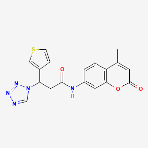 molecular formula C18H15N5O3S B10999792 N-(4-methyl-2-oxo-2H-chromen-7-yl)-3-(1H-tetraazol-1-yl)-3-(3-thienyl)propanamide 