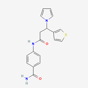 4-{[3-(1H-pyrrol-1-yl)-3-(thiophen-3-yl)propanoyl]amino}benzamide