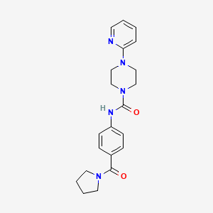 molecular formula C21H25N5O2 B10999817 4-(pyridin-2-yl)-N-[4-(pyrrolidin-1-ylcarbonyl)phenyl]piperazine-1-carboxamide 