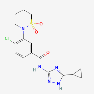 molecular formula C16H18ClN5O3S B10999885 4-chloro-N-(3-cyclopropyl-1H-1,2,4-triazol-5-yl)-3-(1,1-dioxido-1,2-thiazinan-2-yl)benzamide 