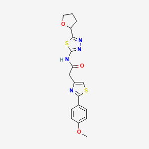 molecular formula C18H18N4O3S2 B10999903 2-[2-(4-methoxyphenyl)-1,3-thiazol-4-yl]-N-[(2E)-5-(tetrahydrofuran-2-yl)-1,3,4-thiadiazol-2(3H)-ylidene]acetamide 