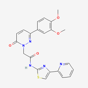 molecular formula C22H19N5O4S B10999911 2-[3-(3,4-dimethoxyphenyl)-6-oxopyridazin-1(6H)-yl]-N-[(2Z)-4-(pyridin-2-yl)-1,3-thiazol-2(3H)-ylidene]acetamide 