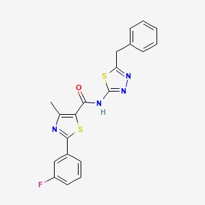 N-[(2E)-5-benzyl-1,3,4-thiadiazol-2(3H)-ylidene]-2-(3-fluorophenyl)-4-methyl-1,3-thiazole-5-carboxamide