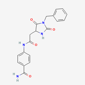 4-{[(1-Benzyl-2,5-dioxoimidazolidin-4-yl)acetyl]amino}benzamide