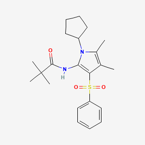 N-[1-cyclopentyl-4,5-dimethyl-3-(phenylsulfonyl)-1H-pyrrol-2-yl]-2,2-dimethylpropanamide