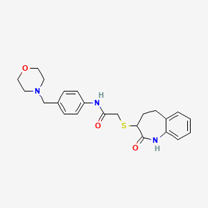 molecular formula C23H27N3O3S B10999983 2-[(2-hydroxy-4,5-dihydro-3H-1-benzazepin-3-yl)sulfanyl]-N-[4-(morpholin-4-ylmethyl)phenyl]acetamide 