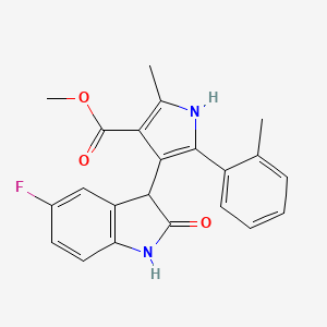 methyl 4-(5-fluoro-2-oxo-2,3-dihydro-1H-indol-3-yl)-2-methyl-5-(2-methylphenyl)-1H-pyrrole-3-carboxylate