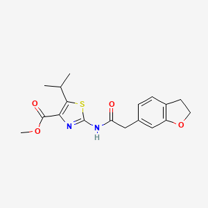 Methyl 2-[(2,3-dihydro-1-benzofuran-6-ylacetyl)amino]-5-(propan-2-yl)-1,3-thiazole-4-carboxylate