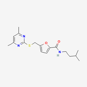 molecular formula C17H23N3O2S B11000207 5-{[(4,6-dimethylpyrimidin-2-yl)sulfanyl]methyl}-N-(3-methylbutyl)furan-2-carboxamide 