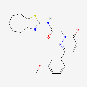 molecular formula C21H22N4O3S B11000248 N-[(2Z)-3,4,5,6,7,8-hexahydro-2H-cyclohepta[d][1,3]thiazol-2-ylidene]-2-[3-(3-methoxyphenyl)-6-oxopyridazin-1(6H)-yl]acetamide 