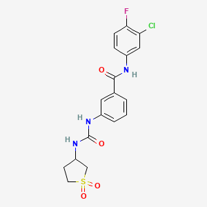 molecular formula C18H17ClFN3O4S B11000329 N-(3-chloro-4-fluorophenyl)-3-{[(1,1-dioxidotetrahydrothiophen-3-yl)carbamoyl]amino}benzamide 