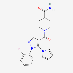 1-[1-(2-fluorophenyl)-5-(1H-pyrrol-1-yl)-1H-pyrazole-4-carbonyl]piperidine-4-carboxamide