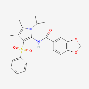 molecular formula C23H24N2O5S B11000405 N-[4,5-dimethyl-3-(phenylsulfonyl)-1-(propan-2-yl)-1H-pyrrol-2-yl]-1,3-benzodioxole-5-carboxamide 