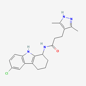 molecular formula C20H23ClN4O B11000456 N-(6-chloro-2,3,4,9-tetrahydro-1H-carbazol-1-yl)-3-(3,5-dimethyl-1H-pyrazol-4-yl)propanamide 