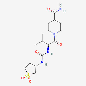 molecular formula C16H28N4O5S B11000510 1-{N-[(1,1-dioxidotetrahydrothiophen-3-yl)carbamoyl]-L-valyl}piperidine-4-carboxamide 