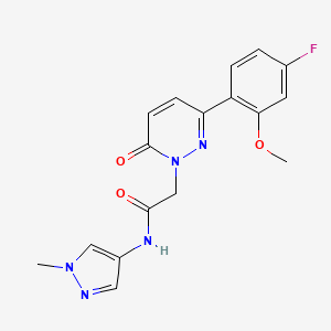 molecular formula C17H16FN5O3 B11000545 2-(3-(4-fluoro-2-methoxyphenyl)-6-oxopyridazin-1(6H)-yl)-N-(1-methyl-1H-pyrazol-4-yl)acetamide 