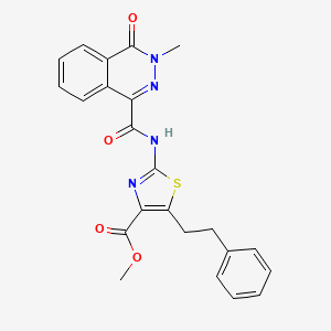 molecular formula C23H20N4O4S B11000562 Methyl 2-{[(3-methyl-4-oxo-3,4-dihydrophthalazin-1-yl)carbonyl]amino}-5-(2-phenylethyl)-1,3-thiazole-4-carboxylate 