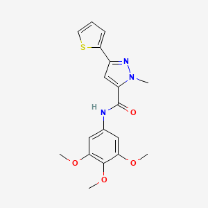 molecular formula C18H19N3O4S B11000597 1-methyl-3-(thiophen-2-yl)-N-(3,4,5-trimethoxyphenyl)-1H-pyrazole-5-carboxamide 