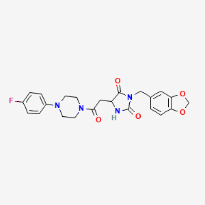 molecular formula C23H23FN4O5 B11000653 3-(1,3-benzodioxol-5-ylmethyl)-5-{2-[4-(4-fluorophenyl)piperazin-1-yl]-2-oxoethyl}-2-hydroxy-3,5-dihydro-4H-imidazol-4-one 