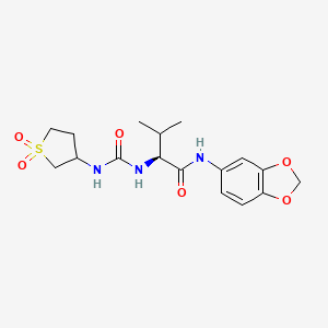 molecular formula C17H23N3O6S B11000667 N-1,3-benzodioxol-5-yl-N~2~-[(1,1-dioxidotetrahydrothiophen-3-yl)carbamoyl]-L-valinamide 