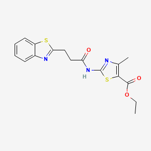 molecular formula C17H17N3O3S2 B11000684 Ethyl 2-{[3-(1,3-benzothiazol-2-yl)propanoyl]amino}-4-methyl-1,3-thiazole-5-carboxylate 