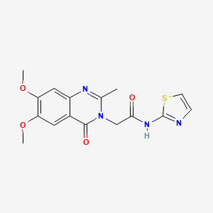 molecular formula C16H16N4O4S B11000710 2-(6,7-dimethoxy-2-methyl-4-oxoquinazolin-3(4H)-yl)-N-(1,3-thiazol-2-yl)acetamide 