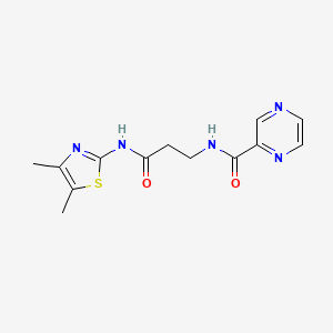 molecular formula C13H15N5O2S B11000750 N-{3-[(4,5-dimethyl-1,3-thiazol-2-yl)amino]-3-oxopropyl}pyrazine-2-carboxamide 