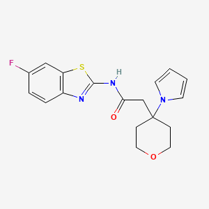 molecular formula C18H18FN3O2S B11000794 N-(6-fluoro-1,3-benzothiazol-2-yl)-2-[4-(1H-pyrrol-1-yl)tetrahydro-2H-pyran-4-yl]acetamide 