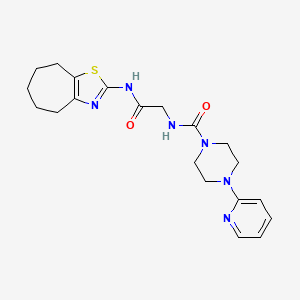 molecular formula C20H26N6O2S B11000798 N-{2-[(2Z)-3,4,5,6,7,8-hexahydro-2H-cyclohepta[d][1,3]thiazol-2-ylideneamino]-2-oxoethyl}-4-(pyridin-2-yl)piperazine-1-carboxamide 