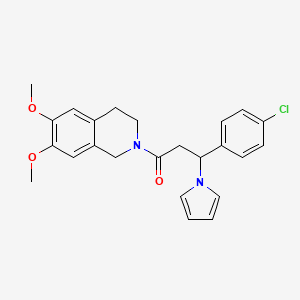 molecular formula C24H25ClN2O3 B11000804 3-(4-chlorophenyl)-1-(6,7-dimethoxy-3,4-dihydroisoquinolin-2(1H)-yl)-3-(1H-pyrrol-1-yl)propan-1-one 