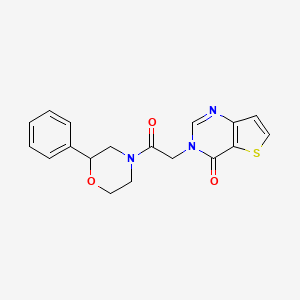 3-[2-oxo-2-(2-phenylmorpholin-4-yl)ethyl]thieno[3,2-d]pyrimidin-4(3H)-one