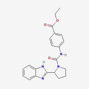 molecular formula C21H22N4O3 B11000855 ethyl 4-({[2-(1H-benzimidazol-2-yl)pyrrolidin-1-yl]carbonyl}amino)benzoate 