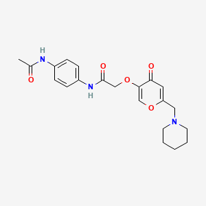 molecular formula C21H25N3O5 B11000867 N-[4-(acetylamino)phenyl]-2-{[4-oxo-6-(piperidin-1-ylmethyl)-4H-pyran-3-yl]oxy}acetamide 