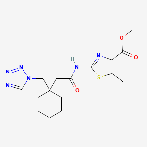 molecular formula C16H22N6O3S B11000891 methyl 5-methyl-2-({[1-(1H-tetrazol-1-ylmethyl)cyclohexyl]acetyl}amino)-1,3-thiazole-4-carboxylate 