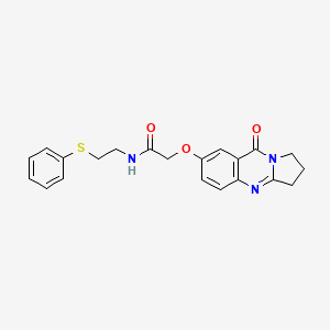 2-[(9-oxo-1,2,3,9-tetrahydropyrrolo[2,1-b]quinazolin-7-yl)oxy]-N-[2-(phenylsulfanyl)ethyl]acetamide