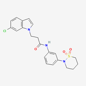 molecular formula C21H22ClN3O3S B11001144 3-(6-chloro-1H-indol-1-yl)-N-[3-(1,1-dioxido-1,2-thiazinan-2-yl)phenyl]propanamide 