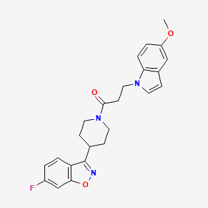 molecular formula C24H24FN3O3 B11001180 1-[4-(6-fluoro-1,2-benzoxazol-3-yl)piperidin-1-yl]-3-(5-methoxy-1H-indol-1-yl)propan-1-one 