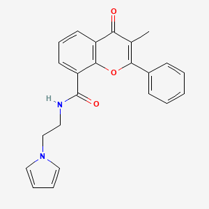 molecular formula C23H20N2O3 B11001204 3-methyl-4-oxo-2-phenyl-N-[2-(1H-pyrrol-1-yl)ethyl]-4H-chromene-8-carboxamide 