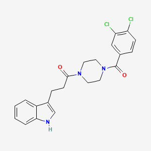 molecular formula C22H21Cl2N3O2 B11001222 1-{4-[(3,4-dichlorophenyl)carbonyl]piperazin-1-yl}-3-(1H-indol-3-yl)propan-1-one 