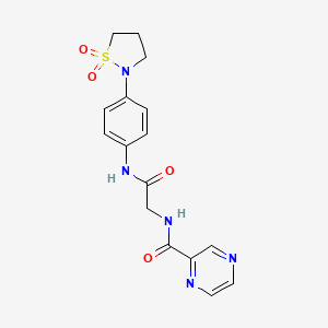 N-(2-{[4-(1,1-dioxido-1,2-thiazolidin-2-yl)phenyl]amino}-2-oxoethyl)pyrazine-2-carboxamide