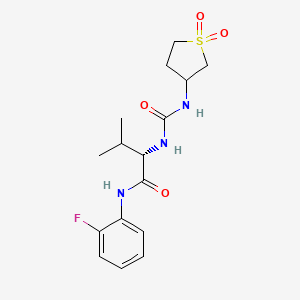 molecular formula C16H22FN3O4S B11001308 N~2~-[(1,1-dioxidotetrahydrothiophen-3-yl)carbamoyl]-N-(2-fluorophenyl)-L-valinamide 