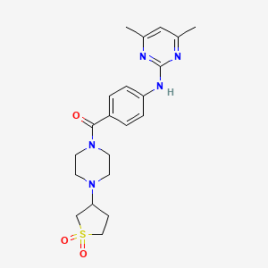 molecular formula C21H27N5O3S B11001317 (4-((4,6-Dimethylpyrimidin-2-yl)amino)phenyl)(4-(1,1-dioxidotetrahydrothiophen-3-yl)piperazin-1-yl)methanone 