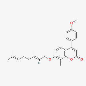 molecular formula C27H30O4 B11001319 7-{[(2E)-3,7-Dimethyl-2,6-octadienyl]oxy}-4-(4-methoxyphenyl)-8-methyl-2H-chromen-2-one 