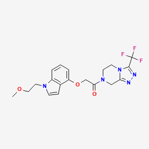 molecular formula C19H20F3N5O3 B11001323 2-{[1-(2-methoxyethyl)-1H-indol-4-yl]oxy}-1-[3-(trifluoromethyl)-5,6-dihydro[1,2,4]triazolo[4,3-a]pyrazin-7(8H)-yl]ethanone 