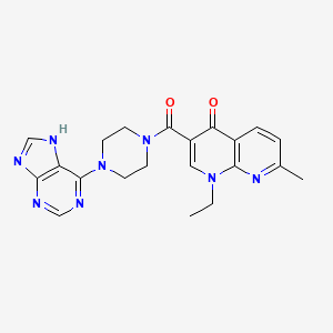 molecular formula C21H22N8O2 B11001342 1-ethyl-7-methyl-3-{[4-(7H-purin-6-yl)piperazin-1-yl]carbonyl}-1,8-naphthyridin-4(1H)-one 